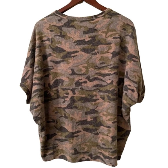 Michael Stars Woman’s Madison Brushed Jersey Loren Camo Elbow Sleeve Shirt S - Picture 3 of 9